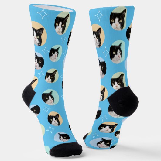 4 Photo Collage Template Make Your Own Light Blue ソックス (傾斜あり)