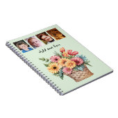 4 photo custom text gerbera flowers green ノートブック (右側)