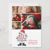 4 Photo Cute Santa Baby 1st Christmas シーズンカード (正面)