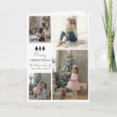 4 Photo Family Christmas Card Trees Design カード (正面)