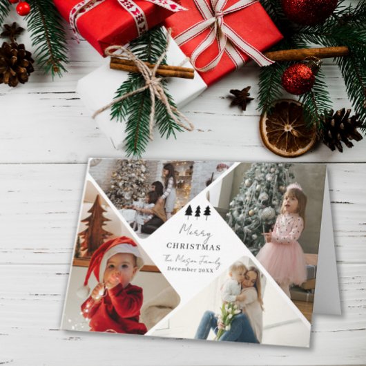 4 Photo Family Christmas Card Trees Design サンキューカード
