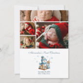4 Photo First Christmas Birth Announcement シーズンカード (正面)