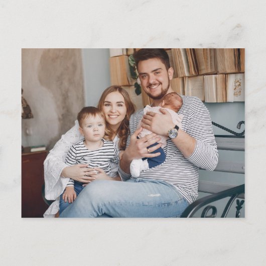 4 Photo Greeneryフローラ金ゴールドありがとうベビー誕生  案内ポストカード (裏面)