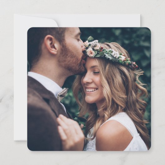 4 Photo Happy Ever After Data 結婚 Square 招待状 (裏面)