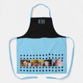 4 photo initials polka dots black blue エプロン (正面)