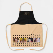 4 photo initials polka dots black peach エプロン (正面)