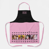 4 photo initials polka dots black pink エプロン (正面)