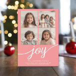 4 Photo Instagram Collage with Joy - Coral シーズンカード<br><div class="desc">4平方写真を使用してユニークとトレンディーメリークリスマスの記念品を作る。変更をもし行うにはのまわりにクリック、ボタンにカスタマイズ何も移動する必要がある。</div>