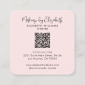 4 Photo Makeup Blush Pink Script Black QR Code スクエア名刺 (裏面)