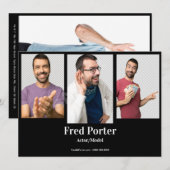 4 Photo Male Actor Headshot Comp Cardテンプレート 招待状 (正面/裏面)