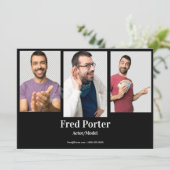 4 Photo Male Actor Headshot Comp Cardテンプレート 招待状 (スタンド正面)