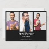 4 Photo Male Actor Headshot Comp Cardテンプレート 招待状 (正面)