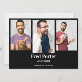 4 Photo Male Actor Headshot Comp Cardテンプレート 招待状