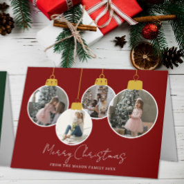 4 photo Merry Christmas bauble Photo Card サンキューカード