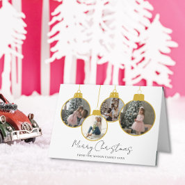 4 photo Merry Christmas bauble Photo Card サンキューカード
