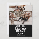 4 Photo Minimalist First Christmas Engaged シーズンカード (正面)