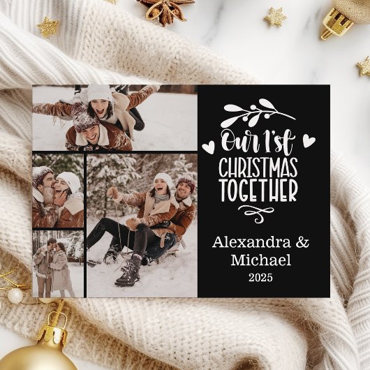 4 Photo Minimalist First Christmas Together シーズンカード