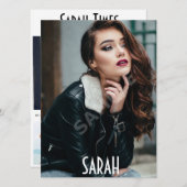 4 Photo Model Headshot Comp Cardホワイトテンプレート 招待状 (正面/裏面)