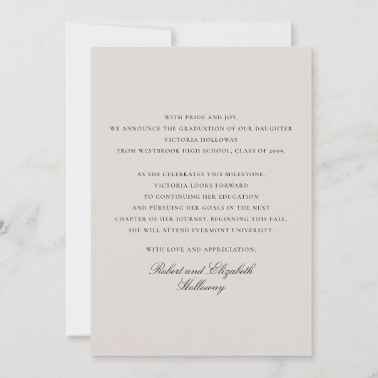 4 Photo Modern Ivory Graduation Announcement  招待状 (裏面)