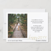 4 Photo New Year New Beginningシンプル Script金ゴールド シーズンカード (裏面)