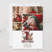4 Photo Plaid Reindeer First Christmas シーズンカード (正面)
