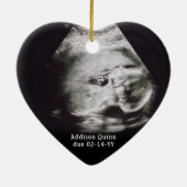 4 Photo Pregnancy 1st Christmas Faux Marble Heart セラミックオーナメント (裏面)