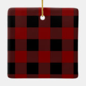 4 photo red and black buffalo plaid セラミックオーナメント (裏面)