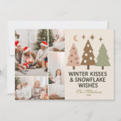 4 Photo Retro Winter Kisses & Snowflake Wishes シーズンカード (正面)