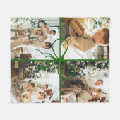 4 Photo Ribbon Bow Wrap Christmas Family フリースブランケット (正面(横))