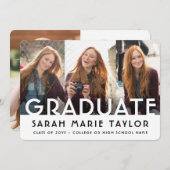 4 Photo Simple Modern Bold Typography Graduation 案内状 (正面/裏面)