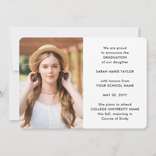 4 Photo Simple Modern Bold Typography Graduation 案内状 (裏面)