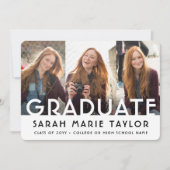 4 Photo Simple Modern Bold Typography Graduation 案内状 (正面)