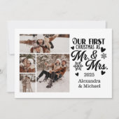 4 Photo Snowflakes Christmas Mr and Mrs シーズンカード (正面)