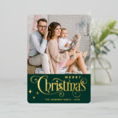 4 PHOTO Sparkleメリークリスマスグリーティング金ゴールド 箔シーズンカード (立ち正面)