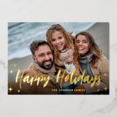 4 PHOTO Sparkleメリークリスマスグリーティング金ゴールド 箔シーズンカード (正面)