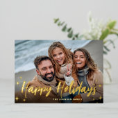 4 PHOTO Sparkleメリークリスマスグリーティング金ゴールド 箔シーズンカード (立ち正面)