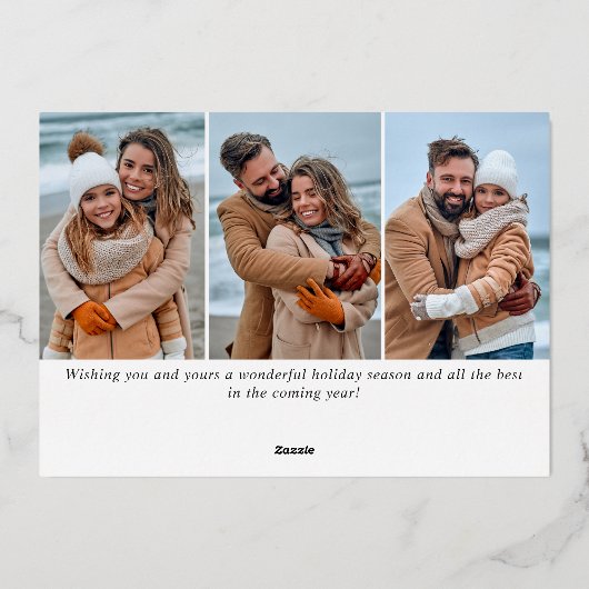 4 PHOTO Sparkleメリークリスマスグリーティング金ゴールド 箔シーズンカード (裏面)