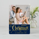 4 PHOTO Sparkleメリークリスマスグリーティング金ゴールド 箔シーズンカード (立ち正面)