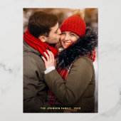 4 PHOTO Sparkleメリークリスマスグリーティング金ゴールド 箔シーズンカード (正面)