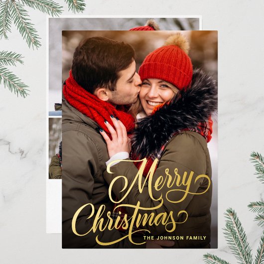 4 PHOTO Sparkleメリークリスマスグリーティング金ゴールド 箔シーズンカード