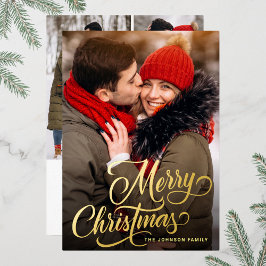 4 PHOTO Sparkleメリークリスマスグリーティング金ゴールド 箔シーズンカード