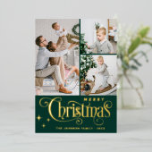 4 PHOTO Sparkleメリークリスマスグリーティング金ゴールド 箔シーズンカード (立ち正面)