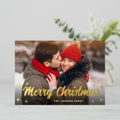 4 PHOTO Sparkleメリークリスマスグリーティング金ゴールド 箔シーズンカード (立ち正面)