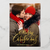 4 PHOTO Sparkleメリークリスマスグリーティング金ゴールド 箔シーズンカード (正面)