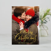 4 PHOTO Sparkleメリークリスマスグリーティング金ゴールド 箔シーズンカード (立ち正面)