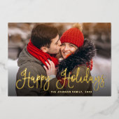 4 PHOTO Sparkle モダン Christmas Greeting金ゴールド 箔シーズンカード (正面)