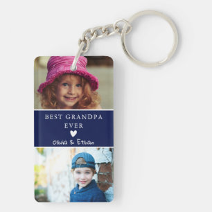 4 Photo We Love You 最高の Grandpa Ever Navy Blue キーホルダー