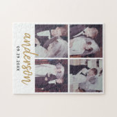 4 Photo Wedding Collage Handwritten Name ジグソーパズル (横)