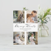 4 Photos Collage Minimalist Branches Wedding サンキューカード (スタンド正面)