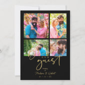 4 photos Fake Golden Black Trendy Collage Wedding 招待状 (正面)